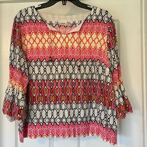 Rafaella Weekend - Pink, Orange, Black, White Pattern - Beachy - Size XL